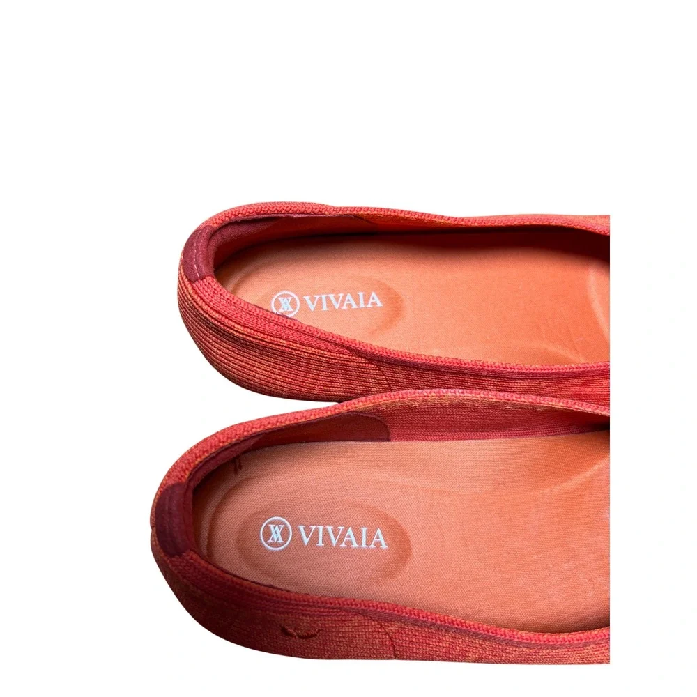 Vivaia Margot 40.5 / 9 - 9.5 Square-Toe Ballet Flat Comfort Orange Knit Slip On